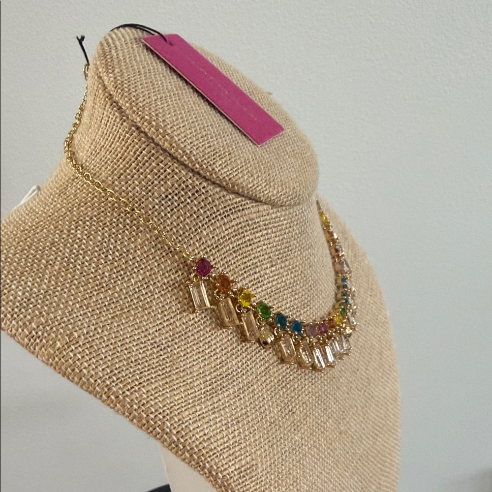 Kurt Geiger- Rainbow Gold Tone Crystal Collar Necklace- NWT - Picture 4 of 10